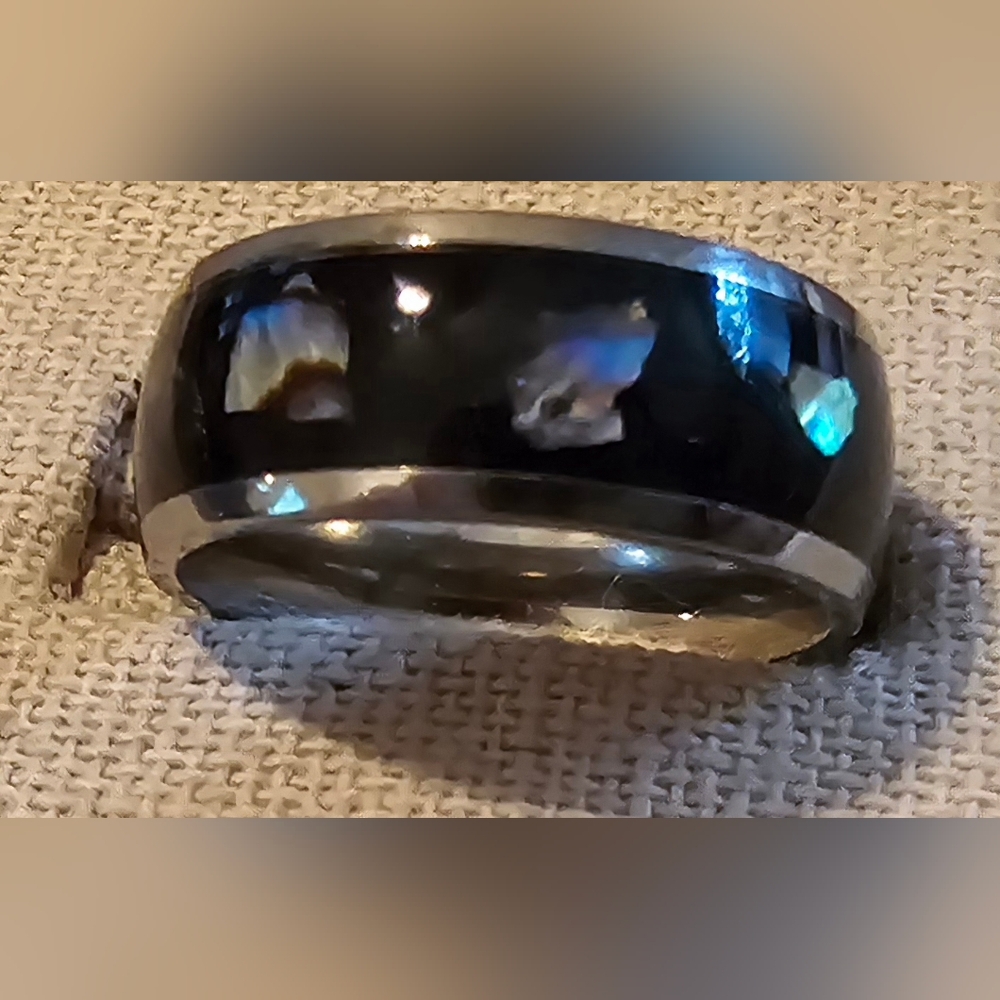 Titanium Shungite And Abalone Shell Ring Size 7 - image 3